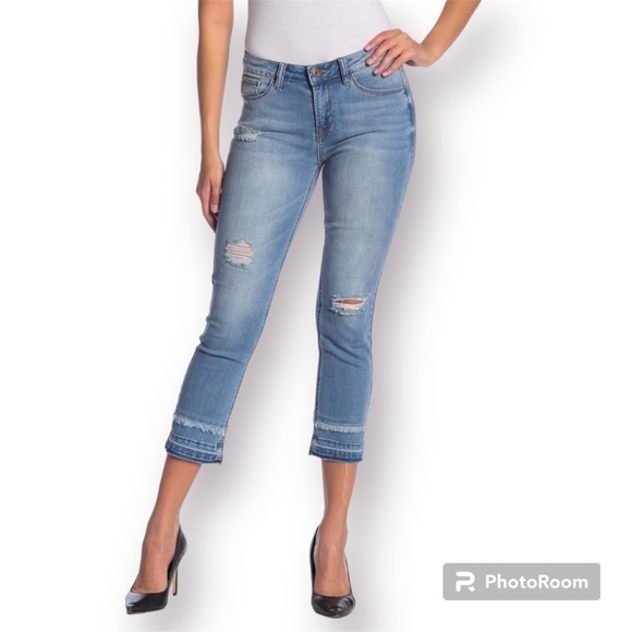 Kensie Jeans Cropped Distressed Fringe Hem – Size 8 - Picture 1 of 13